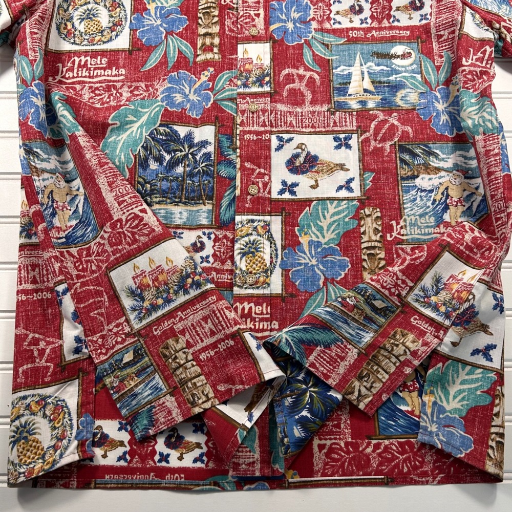 NWOT Reyn Spooner Mele Kalikimaka XMas Shirt Men's L Red 2006 50th Anniversary - Picture 8 of 15